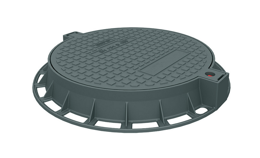 Чугунен капак Ø800 мм с панта, плътен, клас D400 Чугунен капак Ø800 мм с панта, плътен, клас D400