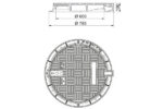 Чугунен капак Ø600 мм с панта, плътен, клас D400
