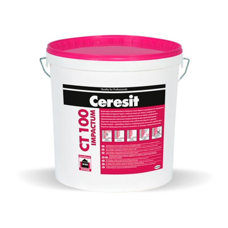 cer1766710.jpg Еластична шпакловка за топлоизолация CERESIT CT100 IMPACTUM - 25кг, готова за употреба - Image 1